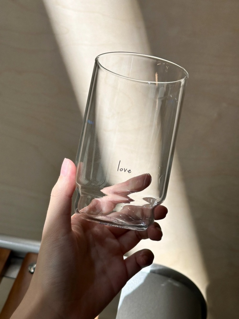 Clear 'Love' Glass Tumbler - Transparent